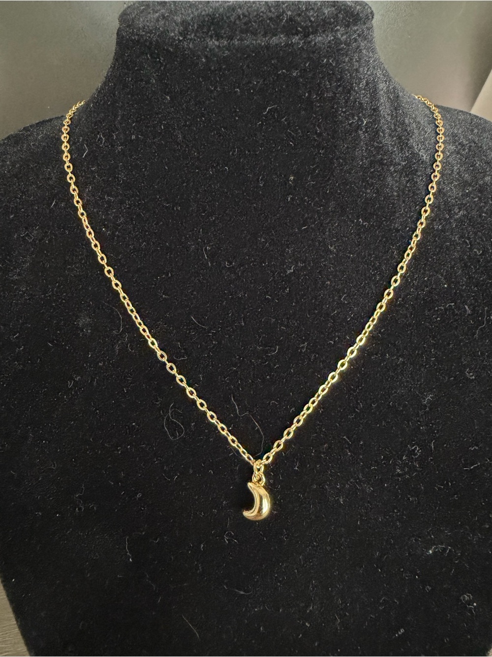 Delicate Gold Filled Bubble Crescent Moon Necklace for Women
